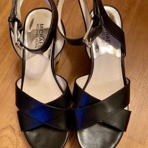 Black platform ankle strap sandals